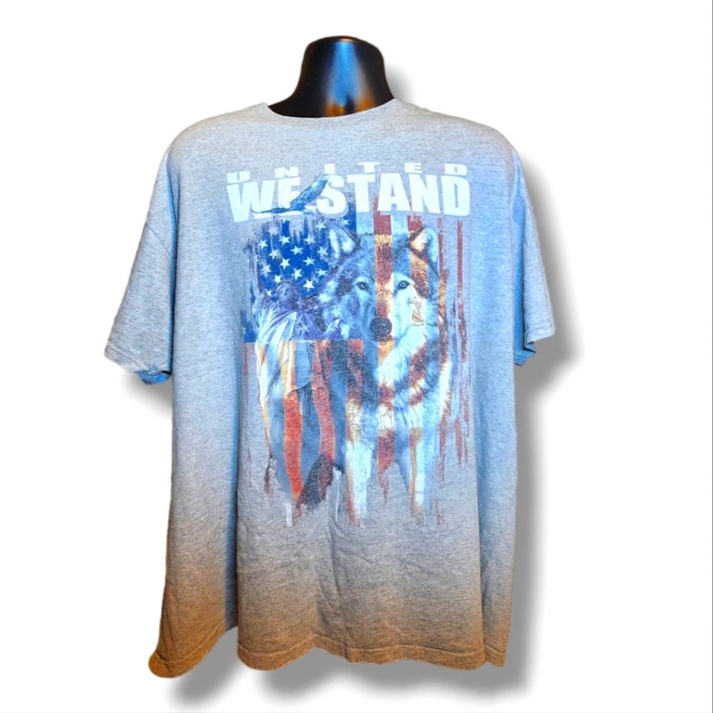 Patriotic American Flag Warrior Wolf Tshirt by Five Star XXL